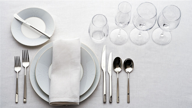 Table layout for a formal seven course meal