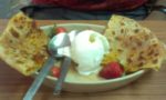 Find of the week:Gajar Halwa Paratha with Strawberries and ice cream.