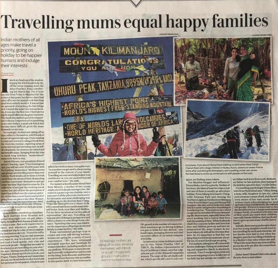 Prerna Sinha Featured On Mint Lounge On Women's Day For Travelling Moms Have Happy Families