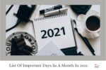 List Of Important Days In A Month In 2021