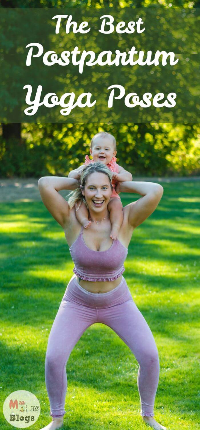 Wondering how to start moving after childbirth? Yoga is the answer! These postpartum yoga poses are easy & gentle - perfect for new Moms!